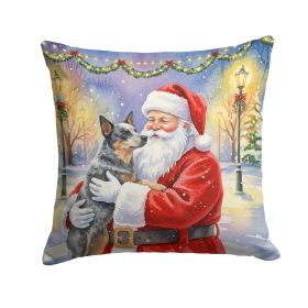Australian Cattle Dog with Santa Claus Throw Pillow Decorative Indoor Outdoor Accent Cushion for Couch, Bed or Patio, 18Hx18W