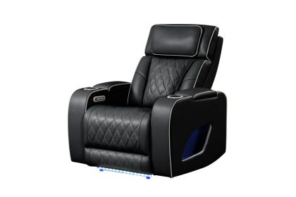 Fortuner Modern Style Upholstery Recliner Chair Made with Wood & Massage Function Included-Black