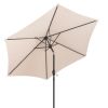 7.5FT Round Outdoor Patio Umbrella with Tilt Adjustment & Crank Lift – Waterproof UV-Protected Polyester Canopy, Khaki