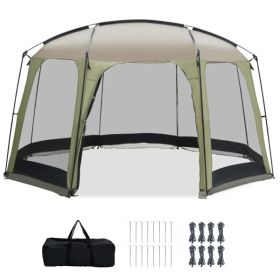 Large 6-8 Person Screen House Tent With Full Mesh Walls, UV Protection Outdoor Sun Shelter Canopy With Wind Ropes & Stakes