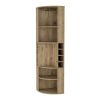 FM FURNITURE Clifton Corner Bar Cabinet, with 5 shelves,Cup Hanger and Eight Built-in Wine Rack,Macadamia
