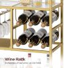 Bar Cart for Home, 3-Tier Serving Cart with Wheels and Handle, Beverage Cart with Wine Rack and Glass Holders Gold