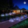Outdoor Solar Garden Lights;   4 Pack Colorful 120 LED Copper Wire Waterproof Solar Garden Fireworks Lamp with Remote