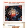 Sun and Moon Tapestry, Psychedelic Mystic Floral Aesthetic Wall Tapestry, Vintage Wall Blanket for Home Decoration, Suitable for Bedroom, Living Room