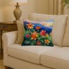 Colorado Rocky Mountain Columbine in Watercolor Throw Pillow Machine Washable, Indoor Outdoor Decorative Pillow for Couch, Bed or Patio, 14Hx14W