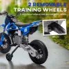 Qaba Kids Dirt Bike with Twist Grip Throttle, 12V Electric Motorcycle, Electric Bike for Toddler with Training Wheels, Rear Suspension & Music, Blue