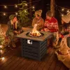 50,000 BTU Outdoor Propane Fire Pit Table with PVC Cover, Adjustable Flame & Hidden Tank Storage – Patio Coffee Table Fire Pit