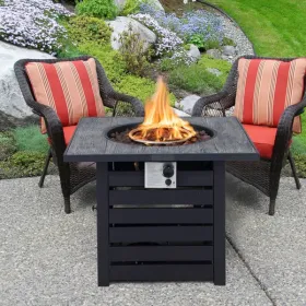 50,000 BTU Outdoor Propane Fire Pit Table with PVC Cover, Adjustable Flame & Hidden Tank Storage – Patio Coffee Table Fire Pit