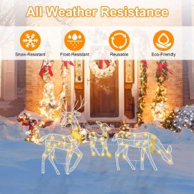 3 Sets Of Reindeer Family Lighted 2D Christmas Deer Decoration Warm Yellow Light 3 Lighting Modes Buck Doe Fawn Indoor Outdoor Christmas Decorati (Option: 2D Christmas Deer)