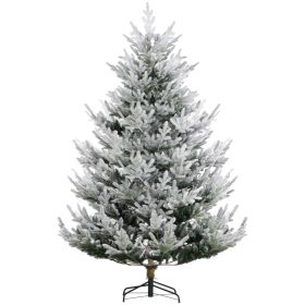 HOMCOM 7.5 Foot Artificial Christmas Tree, Pine Hinged Xmas Tree With 1218 Realistic Branches, Steel Base, Auto Open, Green (Option: Green)