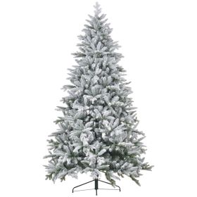 HOMCOM 8ft Snow Flocked Artificial Christmas Tree With 2003 Tips, Foldable Metal Stand, Easy Assembly, Hinged Xmas Tree For Home, Office, Holiday (Option: Green)