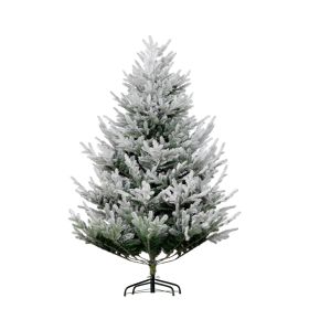 6 FT Artificial Christmas Tree, Flocked Hinged Xmas Tree with 795 Tips, Steel Base, Auto Open, Green (Option: Green-1000x320x340 mm)