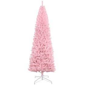 8' Artificial Christmas Tree Douglas Fir Pencil Christmas Tree with 1168 Realistic Branch Tips, Pink (Option: Pink-1100x240x260 mm)