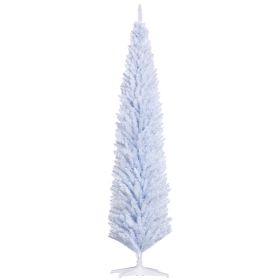 8ft Unlit Pencil Artificial Christmas Tree with Realistic Branches and 618 Tips, Plastic Base, White (Option: White-900x200x220 mm)