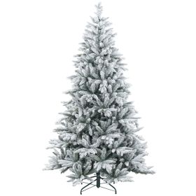 7ft Artificial Flocked Christmas Tree with Snow Tips, Easy Assembly, Hinged Xmas Tree for Home Office Holiday (Option: Green-1150x320x345 mm)
