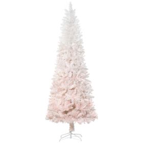 6' Tall Unlit Pencil Fir Artificial Christmas Tree with Realistic Branches and Steel Base, Pink and White (Option: Pink-955x200x170 mm)