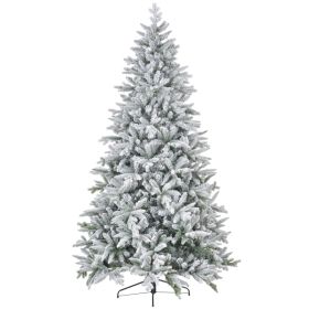 8ft Artificial Flocked Christmas Tree with Snow Tips, Easy Assembly, Hinged Xmas Tree for Home Office Holiday (Option: Green-1220x380x394 mm)