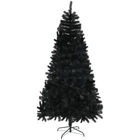 7.5ft Unlit Artificial Black Christmas Tree, Holiday Décor with 1346 Branch Tips, Auto Open and Steel Base (Option: Black-1100x260x280 mm)