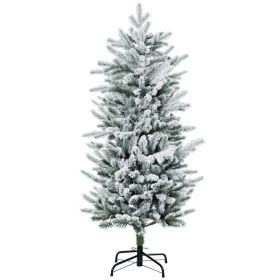 4.5' Artificial Flocked Christmas Trees, with Snow Frosted Branches, Auto Open, Steel Base (Option: Green-820x280x300 mm)