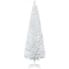 6' Artificial Pencil Christmas Tree, Slim Xmas Tree with 390 Realistic Branch Tips and Plastic Stand, White (Option: White-800x190x190 mm)
