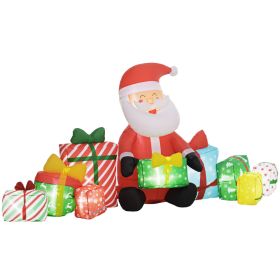 4.4' Inflatable Santa Claus and Gift Boxes w/ White LED Lights, Blow-Up Outdoor Display for Party (Option: Multi Color-350x270x160 mm)