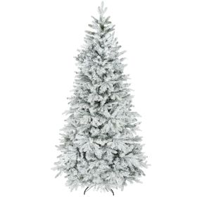 7.5 ft Artificial Frosted Christmas Tree with Realistic Branches, Wide Full Spruce, Hinged Xmas Tree, Easy Assembly (Option: Green-1120x340x350 mm)
