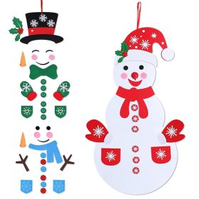 Felt Christmas Snowman Set DIY Felt Christmas Hanging Decorations Kits With 54Pcs Detachable Ornaments Xmas Gift For Toddlers (Option: MultiColor)