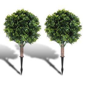 2 Packs Faux Boxwood Ball Trees Artificial Peanut Topiary Tree UV Resistant Artificial Shrubs Fake Plants Evergreen Artificial Bush With Ground S (Option: Peanut)