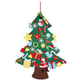 DIY Felt Christmas Tree 41Pcs Detachable Ornaments For Kids Toddler Wall Hanging Christmas Decoration Xmas Gift (Option: MultiColor)