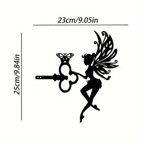 1pc Angel On Branch Steel Silhouette Metal Art Fairy Silhouette Ornament Wall Art Home Garden Yard Patio Outdoor Statue Stake Decoration Perfect (Model: A17)