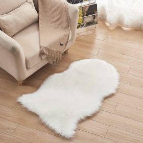 1pc Fluffy Imitation Wool Area Rug, Suede Fleece Bottom Long Imitation Wool Rug, Acrylic 80% Polyester 20%, 23.62*35.43inch, Living Room Bedroom (Color: White, size: 23.62*35.43inch)